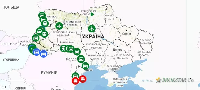 Карта таможенных органов Укрины